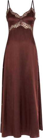 Reformation Ericka Lace-trim Silk Midi Slip Dress - Dark Brown - 0 (UK4 / Xxs)