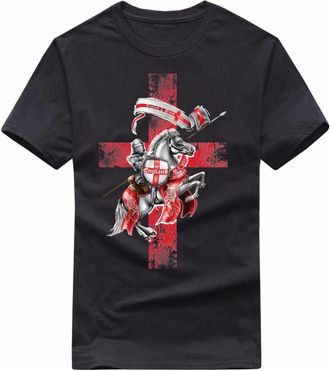 Generic England Knight & Horse St Georges Proud T-Shirt, St. Georges Day Unisex Top Black