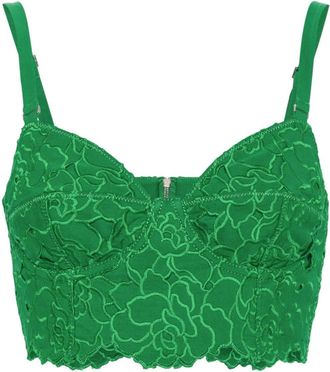 Erdem embroidered bralette top - women - Acetate/Polyester/Cotton/Silk - 10 - Green