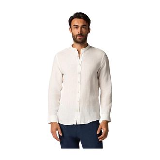 Brooks Brothers Slim Fit Linnen Overhemd met Opstaande Kraag - Heren - Casual Overhemden - Beige - S - Linnen - Overhemden