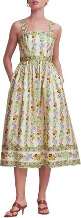 Boden Christina Sleeveless Cotton Midi Dress in Ivory Blossom Trail at Nordstrom, Size 10