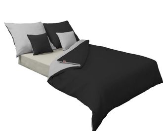 OEM Ropa De Cama Satinada Doble Cara 140x200 + 70x80 Gris/negro Matex
