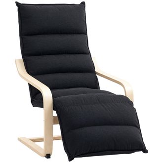 HOMCOM Birch Wood Lounge Chair For Living Room - Bedroom - Black | TJ Hughes