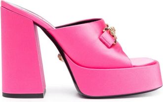 Versace Sandalen Fuchsia - Dames - Muiltjes - Roze - 39 EU - Leer - Schoenen