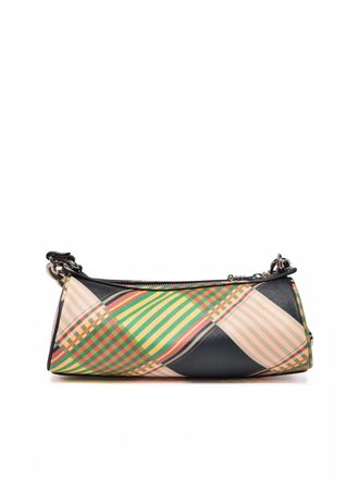 Vivienne Westwood Cylindrical Vivienne Westwood Shoulder Bag with Multicolor Plaid Pattern