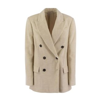 Brunello Cucinelli Chaqueta de pana de viscosa y algod&oacute;n - Jackets - Mujer - Beige - M