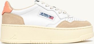 Autry MEDALIST PLATFORM SNEAKERS IN PEACH PINK AND WHITE SUEDE AND LEATHER