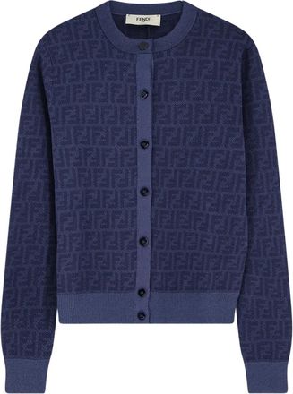 Fendi Cardigan con motivo FF - Blu