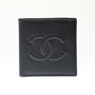 Chanel Black Grained Calfskin Wallet (Bi-Fold) (Pre-Owned)