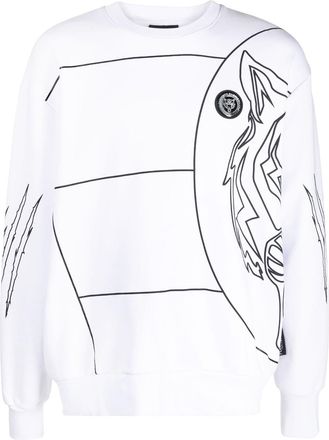 Plein Sport logo tiger-print sweatshirt - men - Polyester - S - White
