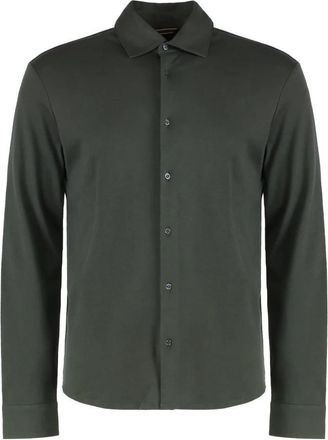 Moorer Katoenen overhemd met logodetailknopen - Heren - Casual Overhemden - Groen - M - Katoen - Overhemden