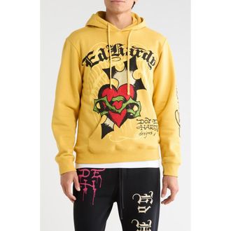 Ed Hardy Sacred Heart Hoodie in Golden Yellow at Nordstrom Rack, Size Xx-Large