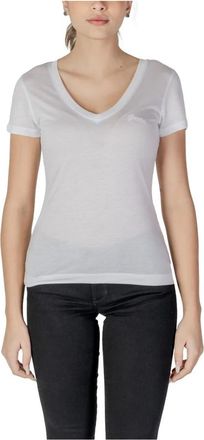 Guess Witte V-Hals Lyocell T-Shirt - Dames - T-shirts - Wit - L - Tops