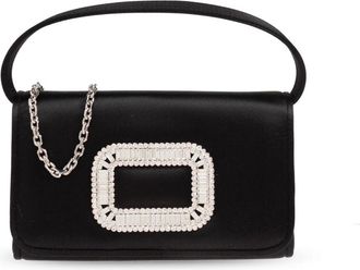 Roger Vivier Pilgrim Micro Handbag - Dames - Handtassen - Zwart - ONE Size - Satijn - Tassen