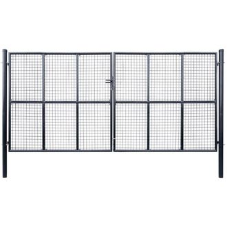 vidaXL Vidaxl - Puerta De Jard&iacute;n De Malla De Acero Galvanizado, 415 X 175 Cm, Gris