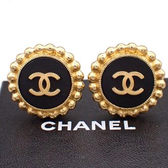 Chanel Vintage Round Cc Clip-On Earrings Metal gold_Plated Earrings Jewelry (Pre-Owned)