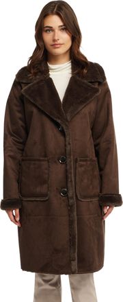 NVLT Womens Single Breasted Shearling Coat
