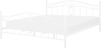 Beliani Cama De Metal Blanca 180 X 200 Cm Somier Listones Estilo Vintage Retro Boho Dormitorio Antlia