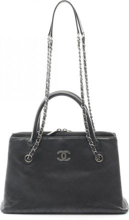 Chanel Black Grained Calfskin Tote Bag (Pre-Owned)