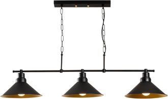 Concept Usine L&aacute;mpara colgante industrial negra de 3 bombillas