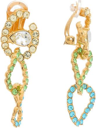 Oscar De La Renta Rhinestone Chain Drop Earrings