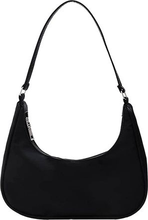 Generic Cute Tote Handbag Purse for Women Small Nylon Shoulder Bag Clutch Purse Handbags for Women Shoulder Bags, Black