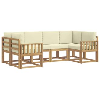 vidaXL Conjunto De Sof&aacute;s De Exterior Con Coj&iacute;n 6 Pcs Blanco Y Crema Vidaxl