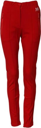 Dolce & Gabbana Rode Logo Print Slim Fit Joggers - Dames - Slim Fit Broeken - Rood - XS - Nylon - Broeken