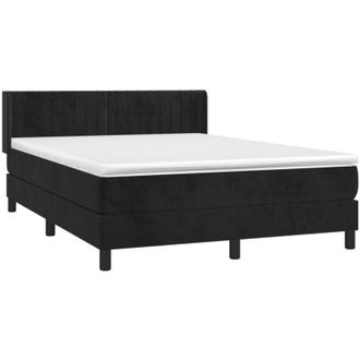 vidaXL Cama Box Spring Con Colch&oacute;n Terciopelo Negro 140x200 Cm Vidaxl