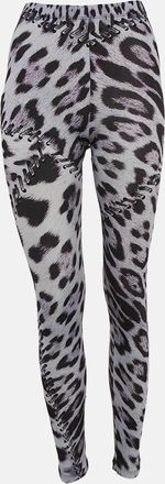Roberto Cavalli Blue Leopard Print Jersey Leggings