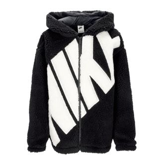 Nike Sherpa Gevoerd Logo Hoogpolig Jack Zwart - Dames - Fleece jassen - Zwart - S - Leer - Fitness