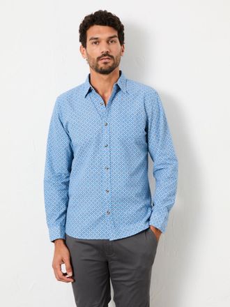 Fat Face FatFace Blue Long Sleeve Geo Tile Print Shirt
