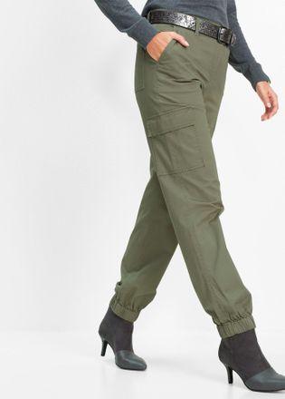 Bonprix Cargohose BONPRIX, Damen, Gr. 36, N-Gr, oliv, Web, Obermaterial: 97% Baumwolle, 3% Elasthan, loose fit, Hosen Cargohose, aus Baumwolle mit Elasthan, l