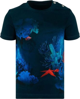 Lapin House sea-print t-shirt - kids - Cotton - 2 yrs - Black