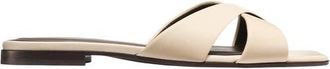 Margaux Eyewear The Selene Flat Sandal in Ivoire Nappa at Nordstrom, Size 38.5