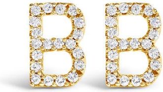 House of Brilliance 10K Gold 1/10 Cttw Diamond Initial A to Z Stud Earring in Yellow Gold | B at Nordstrom