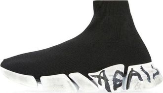 Balenciaga (WMNS) Balenciaga Speed 2.0 Graffiti Sneakers Black Recycled Knit and White Sole Unit 617196W2DD41091