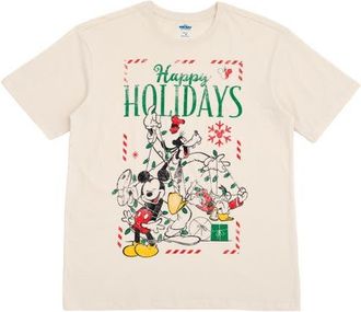 Disney Mickey Mouse Holiday Short Sleeve T-Shirt in Ivory Mickey Friends at Nordstrom, Size X-Small