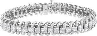House of Brilliance 14K White Gold 5.0 Cttw Diamond Wavy S-Link Tennis Bracelet at Nordstrom