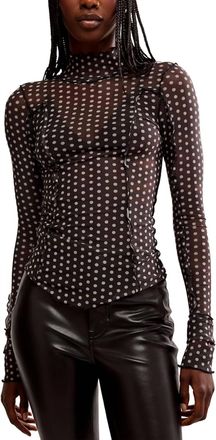 Free People Charlie Printed Mesh Top In Luna Dot