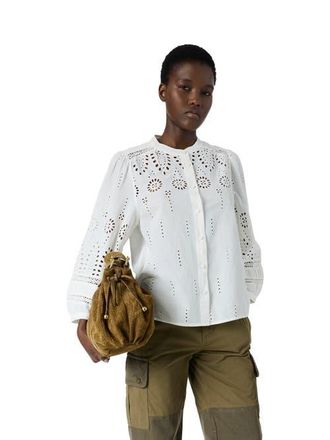 Gerard Darel Cybella Embroidered Long sleeve Shirt in Ecru at Nordstrom, Size 12L
