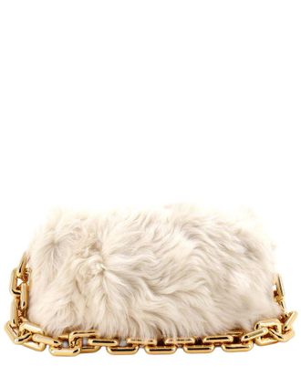Bottega Veneta Beige Shearling The Chain Pouch (Authentic Pre-Loved)