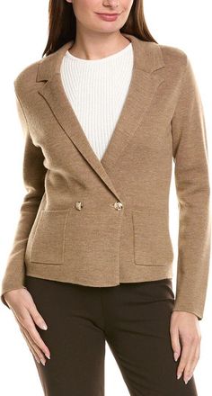 Bruno Magli Contrast Trim V-Neck Wool Cardigan