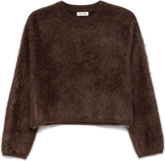Soft Goat Cropped Trui met Ronde Hals - Dames - Cashmere truien - Bruin - XS - Kasjmier - Truien & Vesten