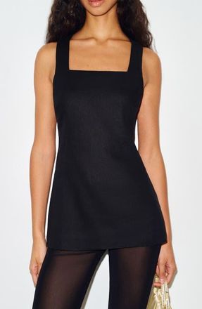 Reformation Kalita Cross Back Linen Top in Black at Nordstrom, Size 10