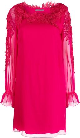 Alberta Ferretti long-sleeve silk mini dress - women - Silk/Acetate/Elastane/Silk - 46 - Pink