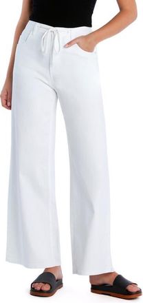 HINT OF BLU Mighty Drawstring High Waist Wide Leg Jeans in White at Nordstrom, Size 28