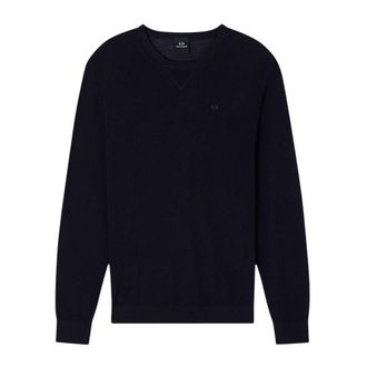 A|X Armani Exchange Round-neck Knitwear, male, Blue, Size: 2XL Crewneck Sweater