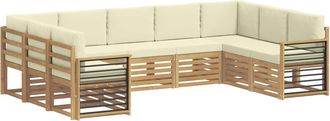 vidaXL Conjunto De Sof&aacute;s De Exterior 9 Uds. Blanco Y Crema Poli&eacute;ster Vidaxl
