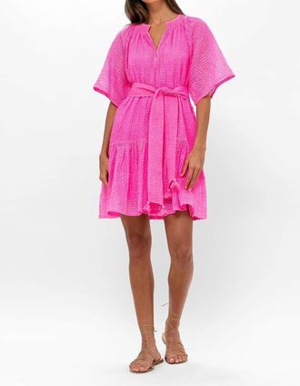 Oliphant Raglan Belted Mini Dress In Delray Pink